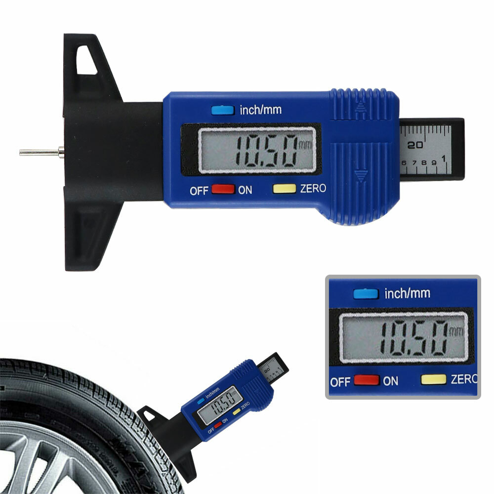 LCD Digital Screen Tyre Depth Gauge Caliper Tire Tread Ruler Brake Wear Guage US
