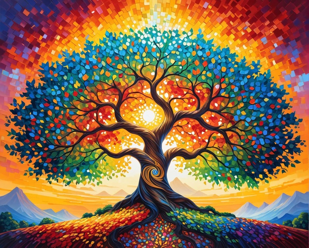 ldazao Tree of Life Paint by Numbers for Adults Beginner Stained Glass SZ0015