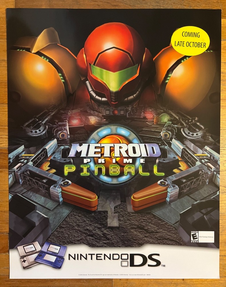 🔥 Metroid Prime Pinball Nintendo DS Vintage Video Game PROMO Poster🔥