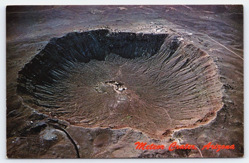 Vintage Photo Postcard Picture Aerial View Meteor Crater Near Winslow Arizona