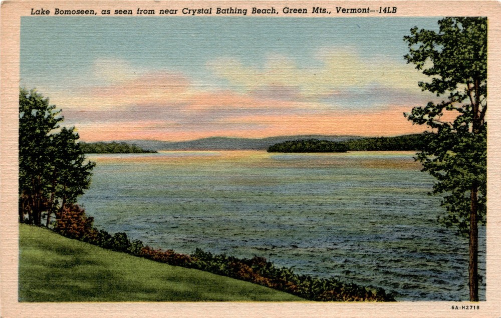Vintage Postcard of Lake Bomoseen Crystal Bathing Beach in Vermont's Green Mountains