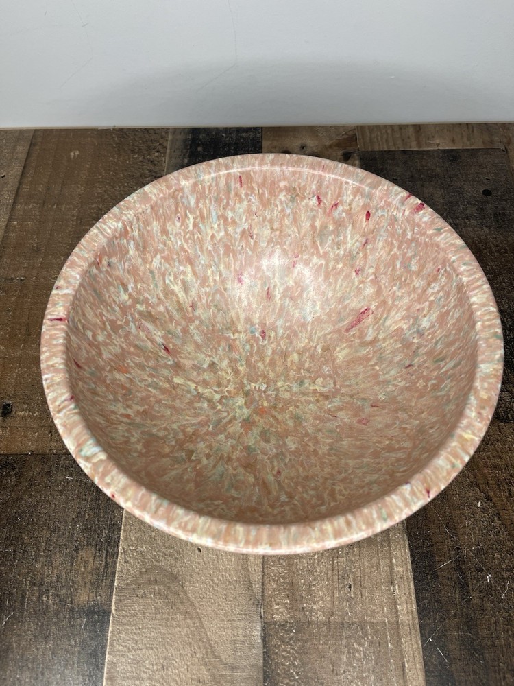 Vintage TEXAS WARE #118 Melmac Splatter Confetti Salmon Multi Color Mixing Bowl