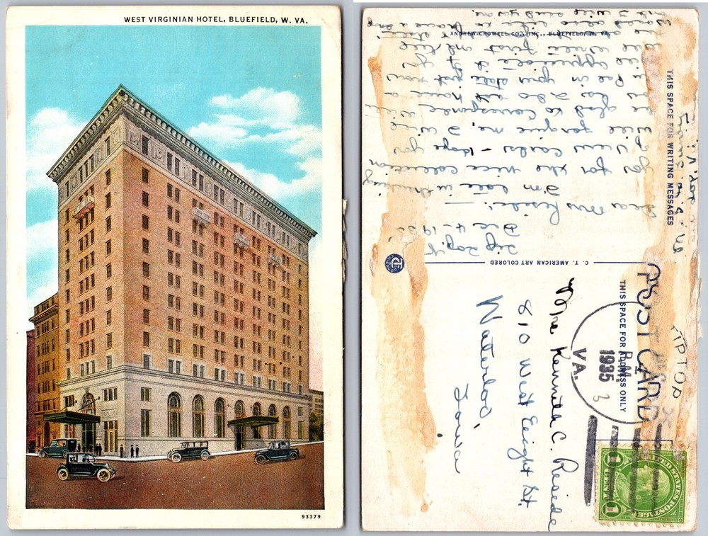 West Virginian Hotel Bluefield WV Postcard