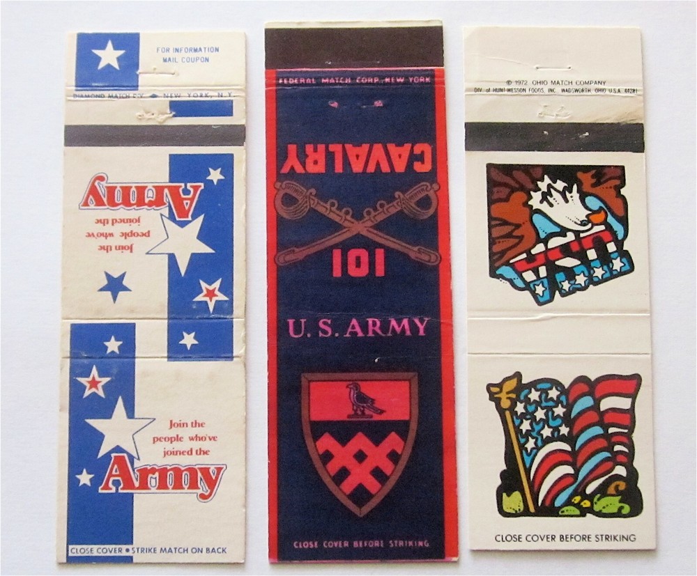 JOIN THE PEOPLE WHO'VE JOINED THE ARMY, U.S. ARMY 101 CAVALRY 3 MATCHBOOK COVERS