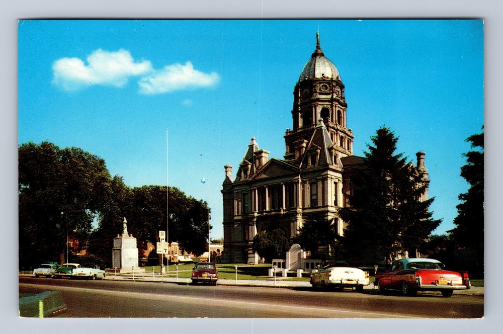 Columbia City IN-Indiana Whitley County Court House Vintage Postcard