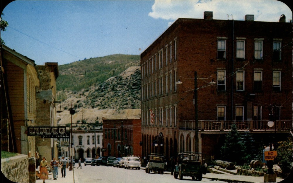 Eureka Street Teller House Central City Colorado ~ cars Jeep 1950s-60s postcard