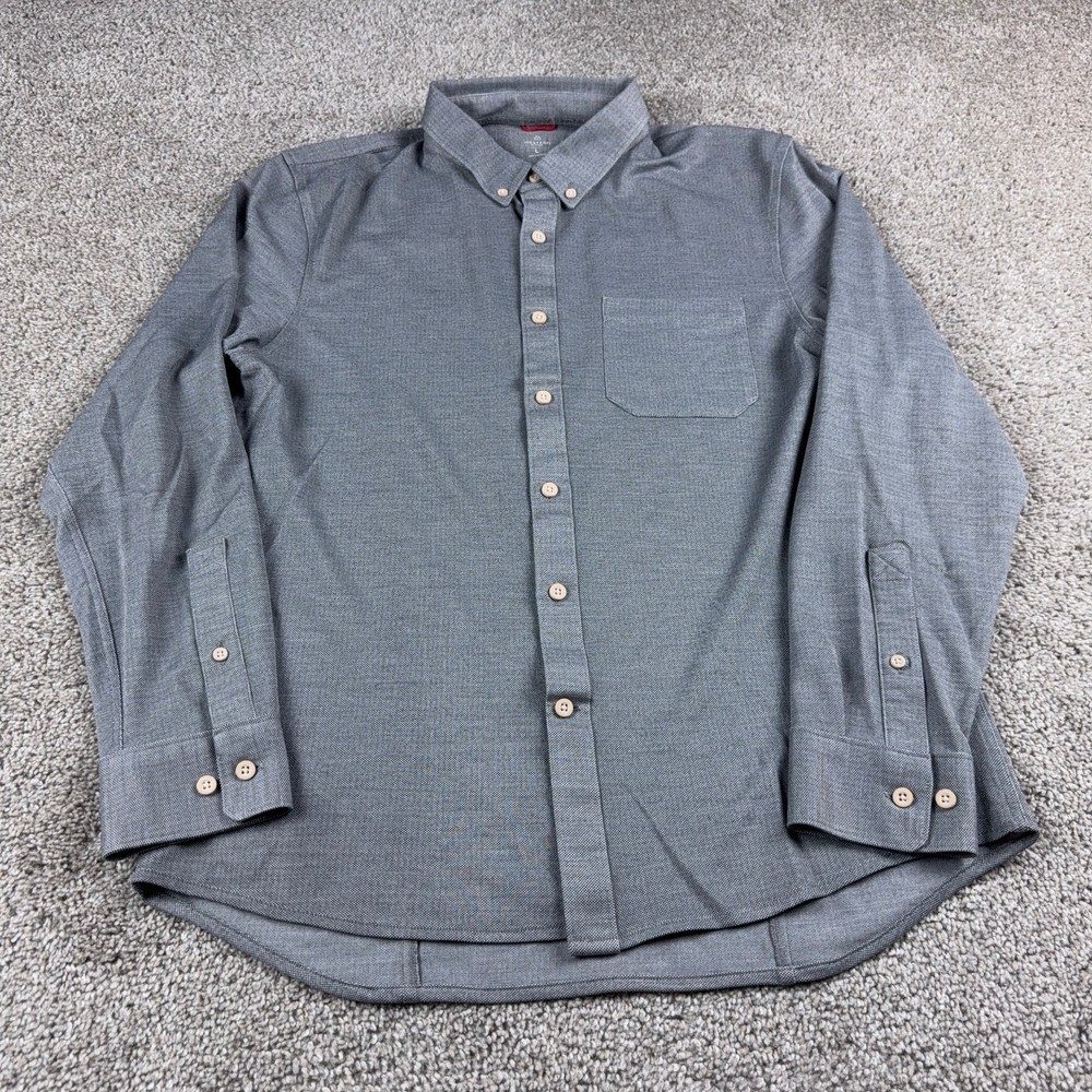 Western Rise Shirt Mens Large Gray Merino Wool Blend Limiless Button Up Career