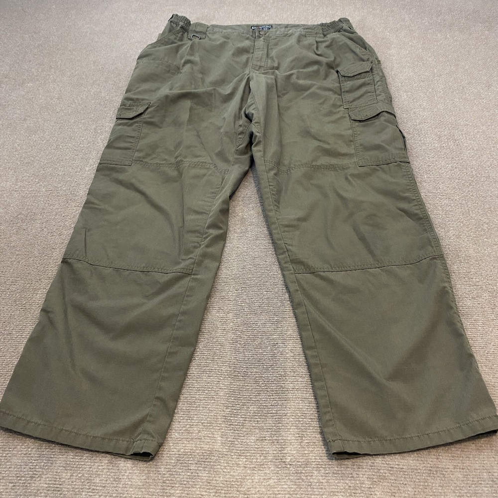 5.11 Men’s 40x32 Tactical Cargo Pants Green Army Rip Stop Distressed Outdoor