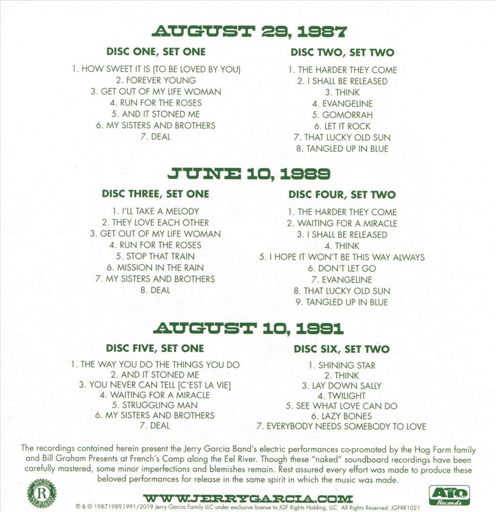 Jerry Garcia Electric on the Eel 2019 CD