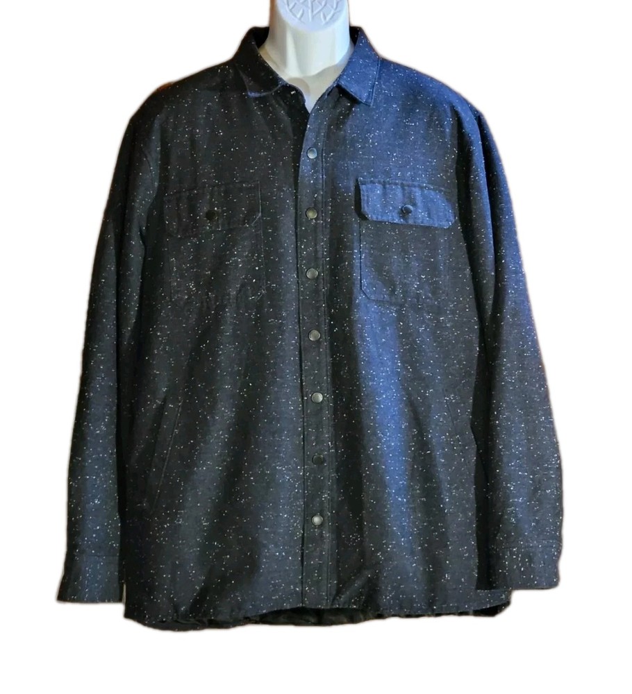 Marc Anthony Slim-Fit Wool-Blend Quilted Shirt Jacket Men's Sz XL Black Speckled