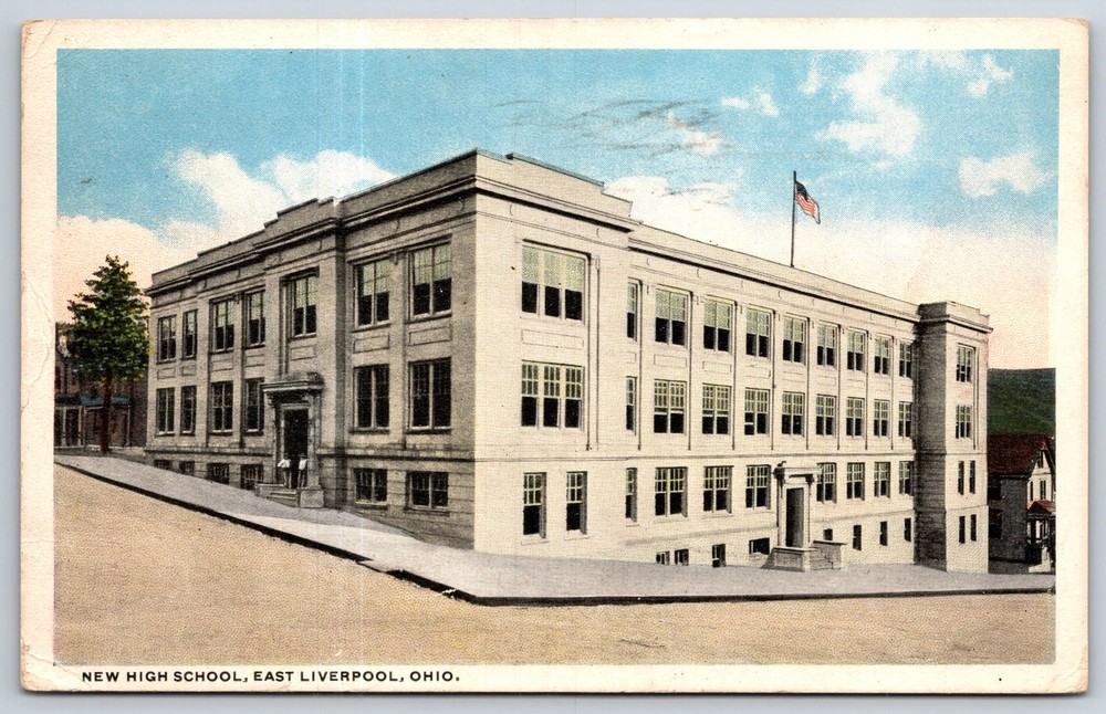 East Liverpool Ohio~New High School Bldg Street View~PM 1916~Vintage Postcard