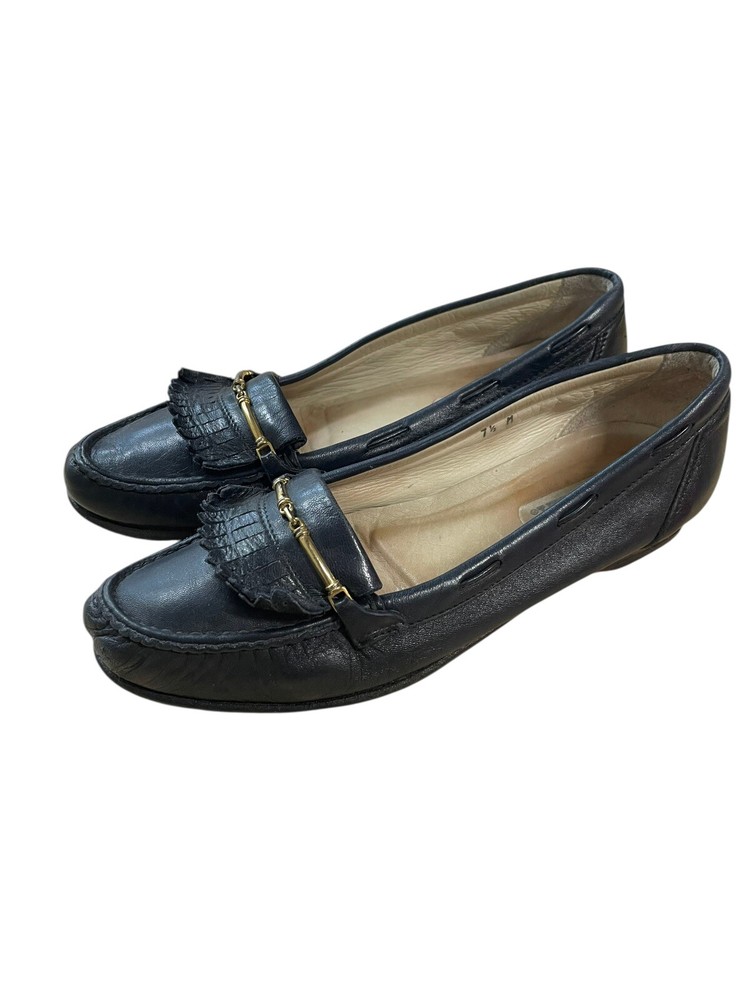 Vintage Bally Leather Loafers Black Made in Italy Horse-bit Women’s Size 7.5