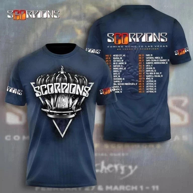 Scorpions Band 3D 2025 World Tour Coming Home To Las Vegas T SHIRT BO2642