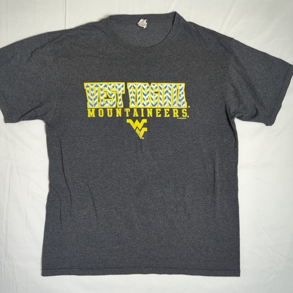 WEST VIRGINIA MOUNTAINEERS WVU Vtg GILDAN Gray College Graphic T-SHIRT Men's L