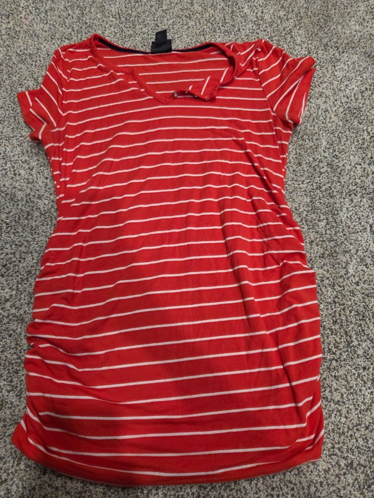 oh baby by motherhood red striped maternity t-shirt size medium