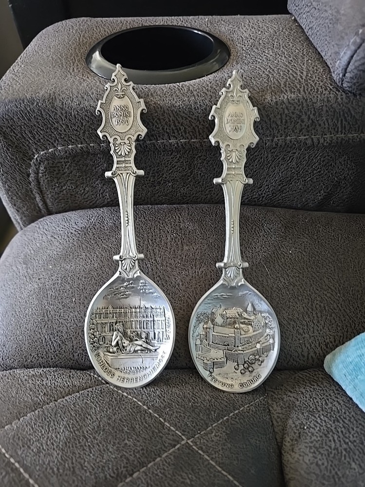 Jahresloffel WMF Zinn Germany Anno Domini Pewter Spoon Set Of Two 2