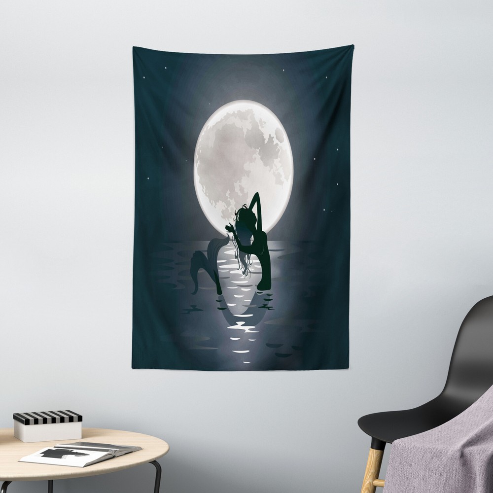 Underwater Tapestry Mermaids at Night Print Wall Hanging Decor