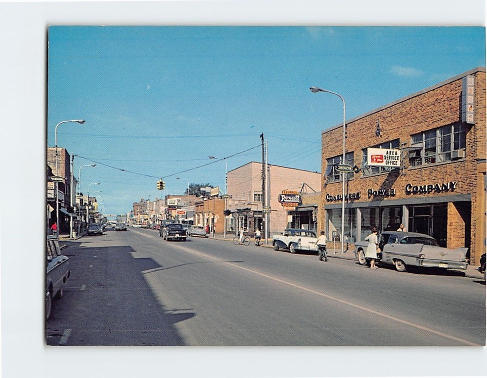Postcard Main Street Cheboygan Michigan USA
