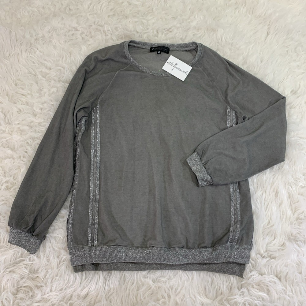women metallic grey knit top XS