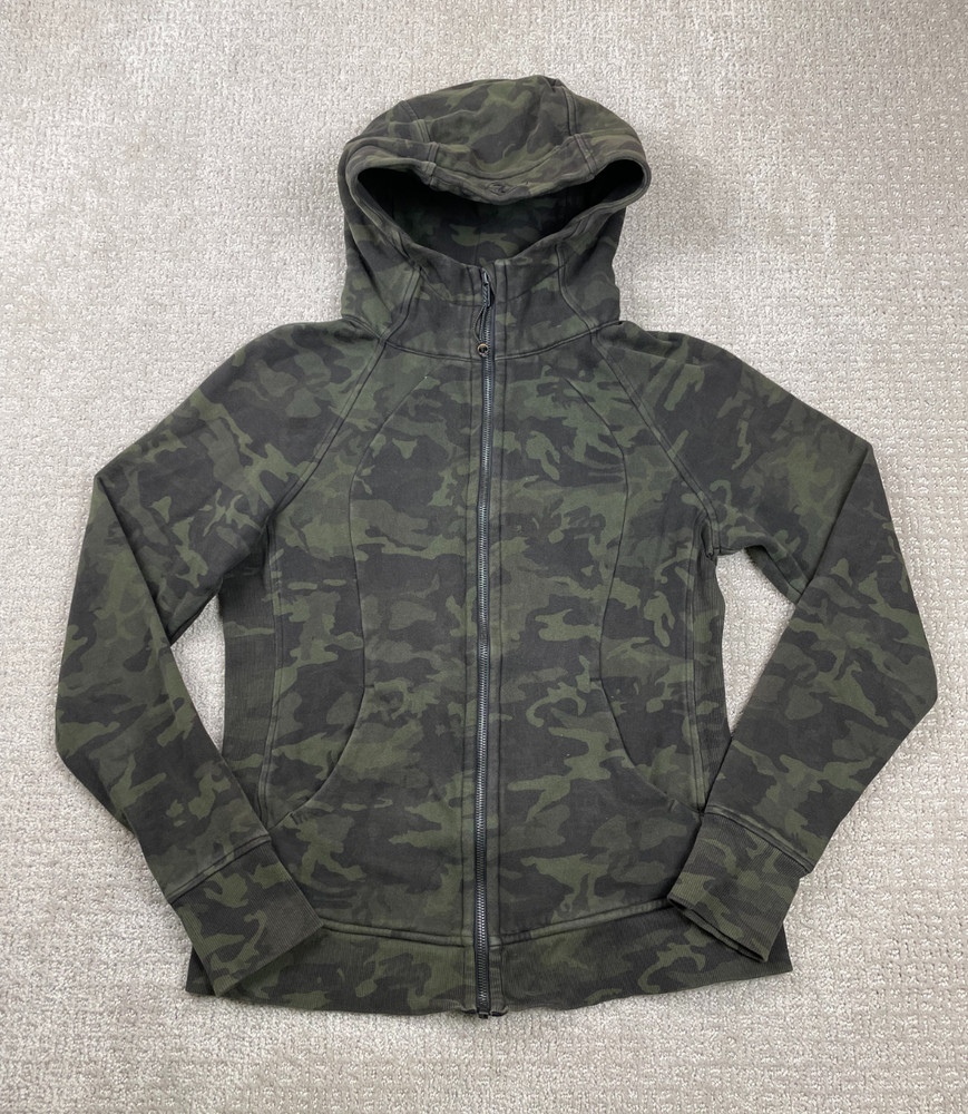 Lululemon Jacket Womens 10 Scuba Full Zip Hoodie Fleece Camouflage Activewear