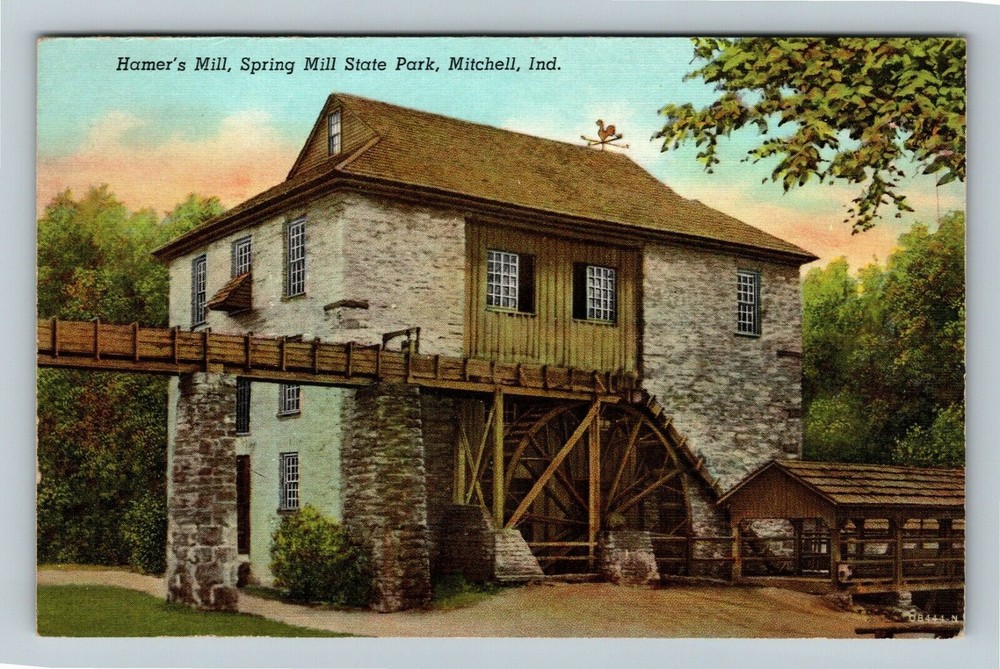 Mitchell IN Indiana, Hamer's Mill, Spring Mill State Park Vintage Postcard