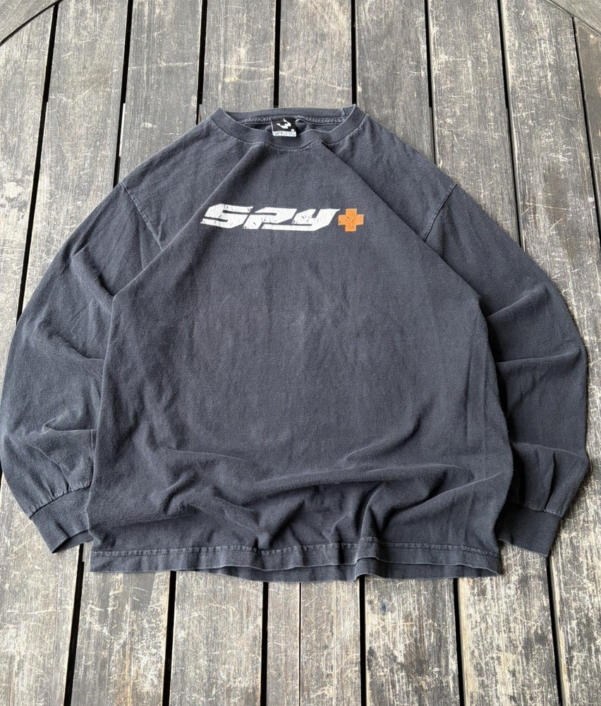 Vintage 90s Spy Optic Black Tee Shirt Long Sleeve Snowboard Ski Skate Mens M