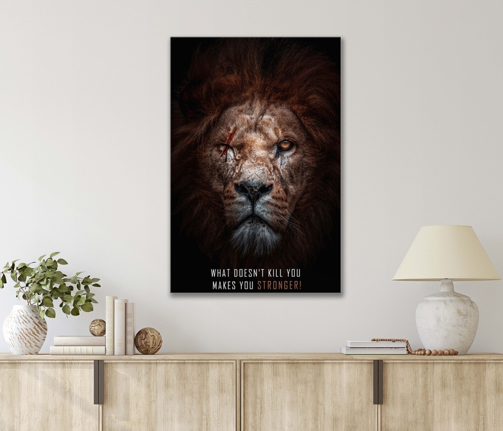 Motivation Poster Lion Scared Wall Art  Canvas Unframed/Framed