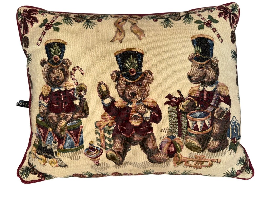 Dakotah Christmas Pillow Tapestry Bear Toy Soldiers Drummers Accent GrandmaCore-image
