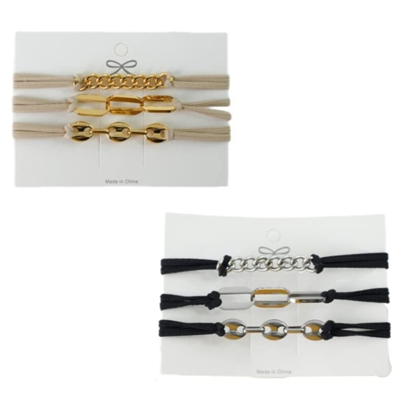 3Pcs No-Damage Black Elastic Hair Ties for Women, Perfect for Ponytails