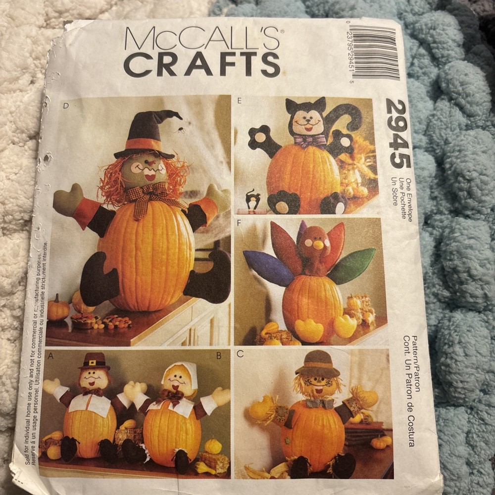 UNCUT McCall's Pattern #2945 Halloween Fall PUMPKIN PIKES Heads Arms Legs Insert