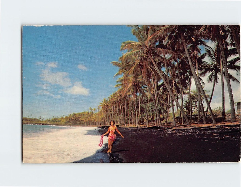 Postcard Black Sand Beach Kalapana Hawaii USA