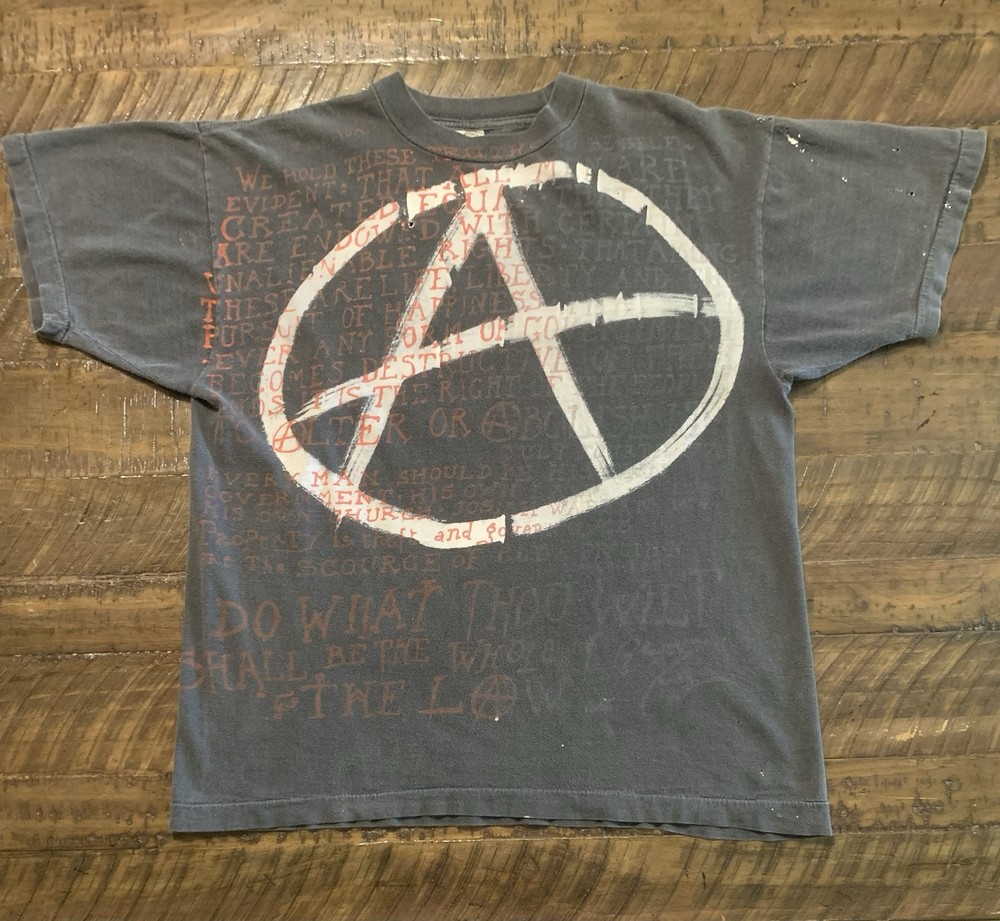 Vintage 80s Anarchy Mosquitohead Tee Aleister Crowley Punk Goth M/L AOP Q-Tees