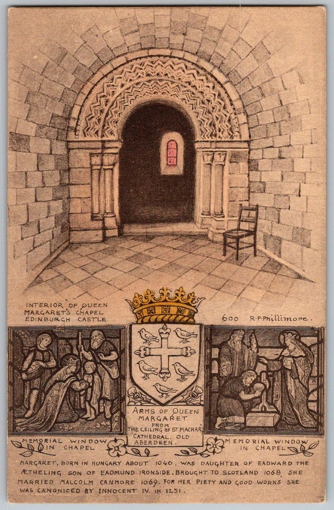 Antique Postcard Queen Margaret's Chapel Edinburgh, Scotland 1910s
