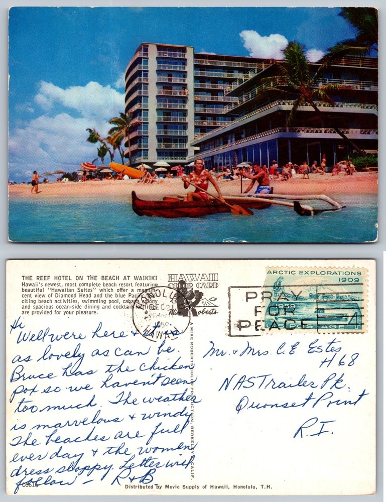 The Reef Hotel On The Beach Waikiki Hawaii Postcard