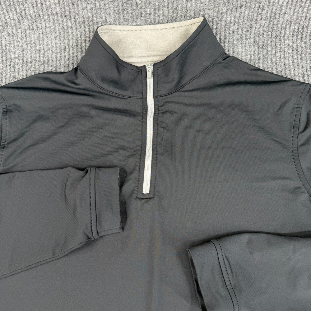 Peter Millar Perth Quarter Zip Pullover L Black Performance Golf Embroidered