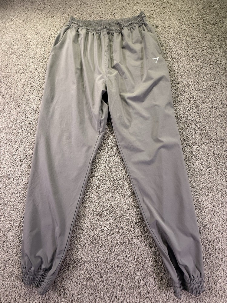 Gymshark Men’s Nylon Joggers Size XL Drawstring Pockets Gray