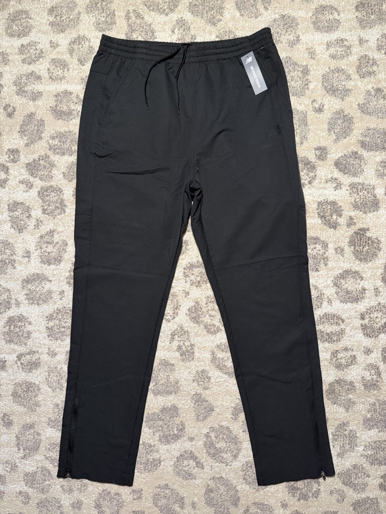 New Balance Mens XL Black Athletic Joggers Brushed Lined Zipper Pocket Pants NWT