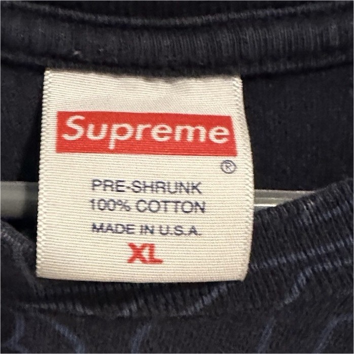 Supreme Blue XL Pre-Shrunk Cotton Logo Text Crew Neck Short Sleeve T-Shirt