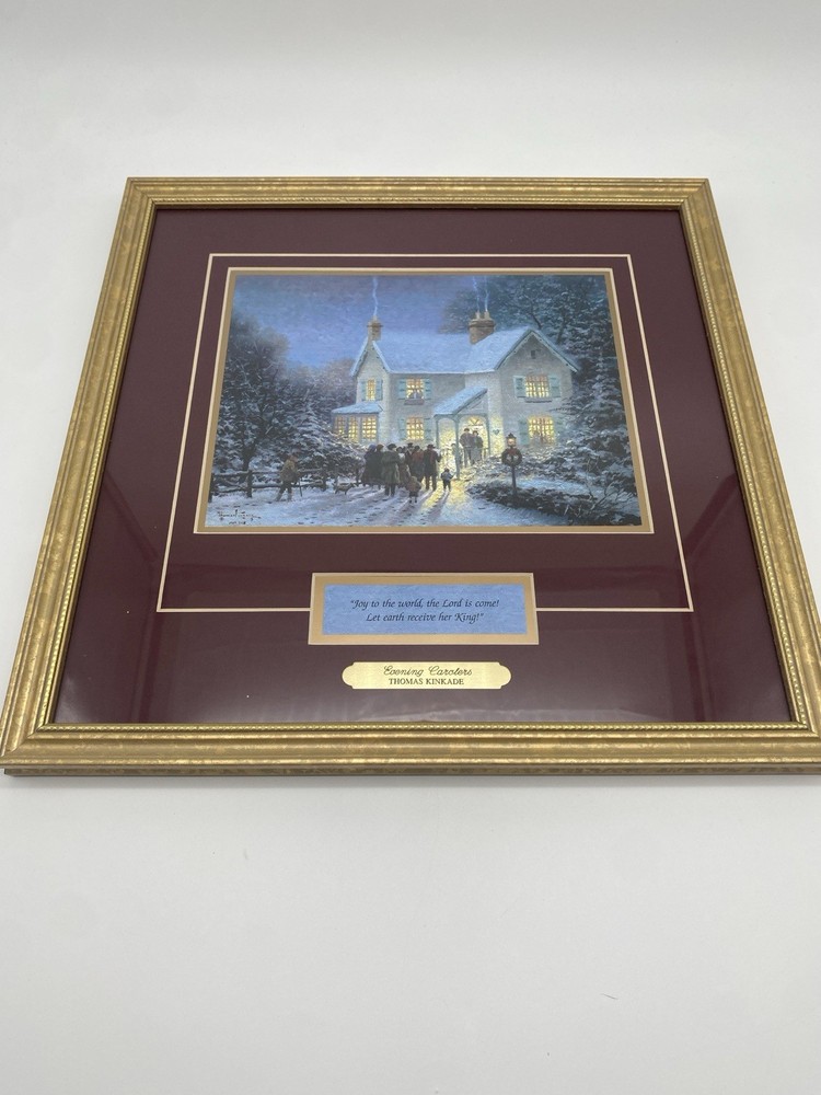Thomas Kinkade Evening Carolers Framed Christmas Accent Print COA 14x14-image