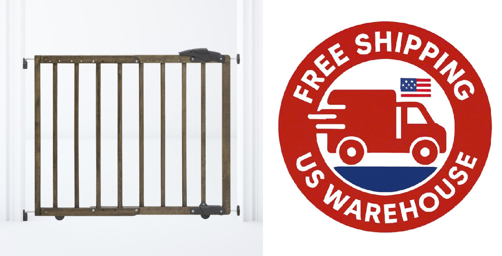 Rustic Wooden Safety Baby Gate for Stairs Doorways Indoor Kids Pets