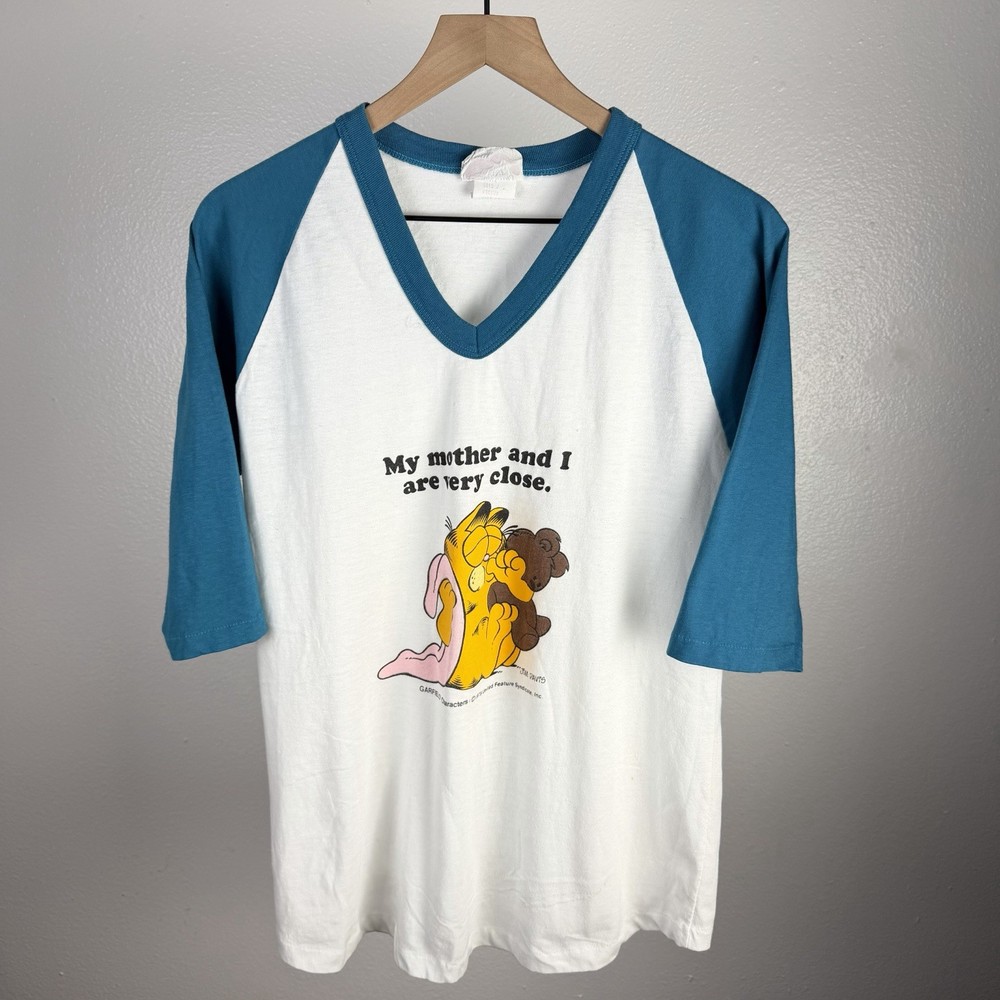 Vintage 70’s Garfield Jim Davis My Mother I Are Very Close Raglan T Shirt Medium