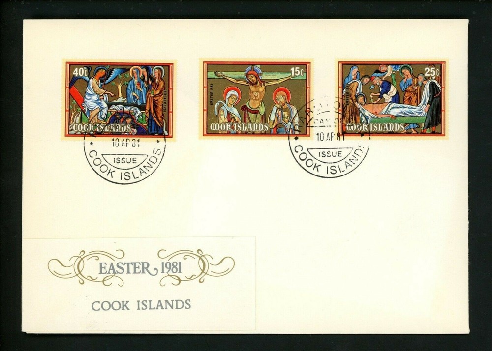 Postal History Cook Islands FDC #656-658 Religion Easter Jesus 1981
