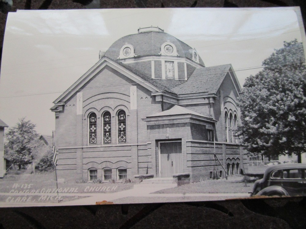 Antique 1940's RPPC Real Photo CONGREGATIONAL CHURCH Clare MI Michigan