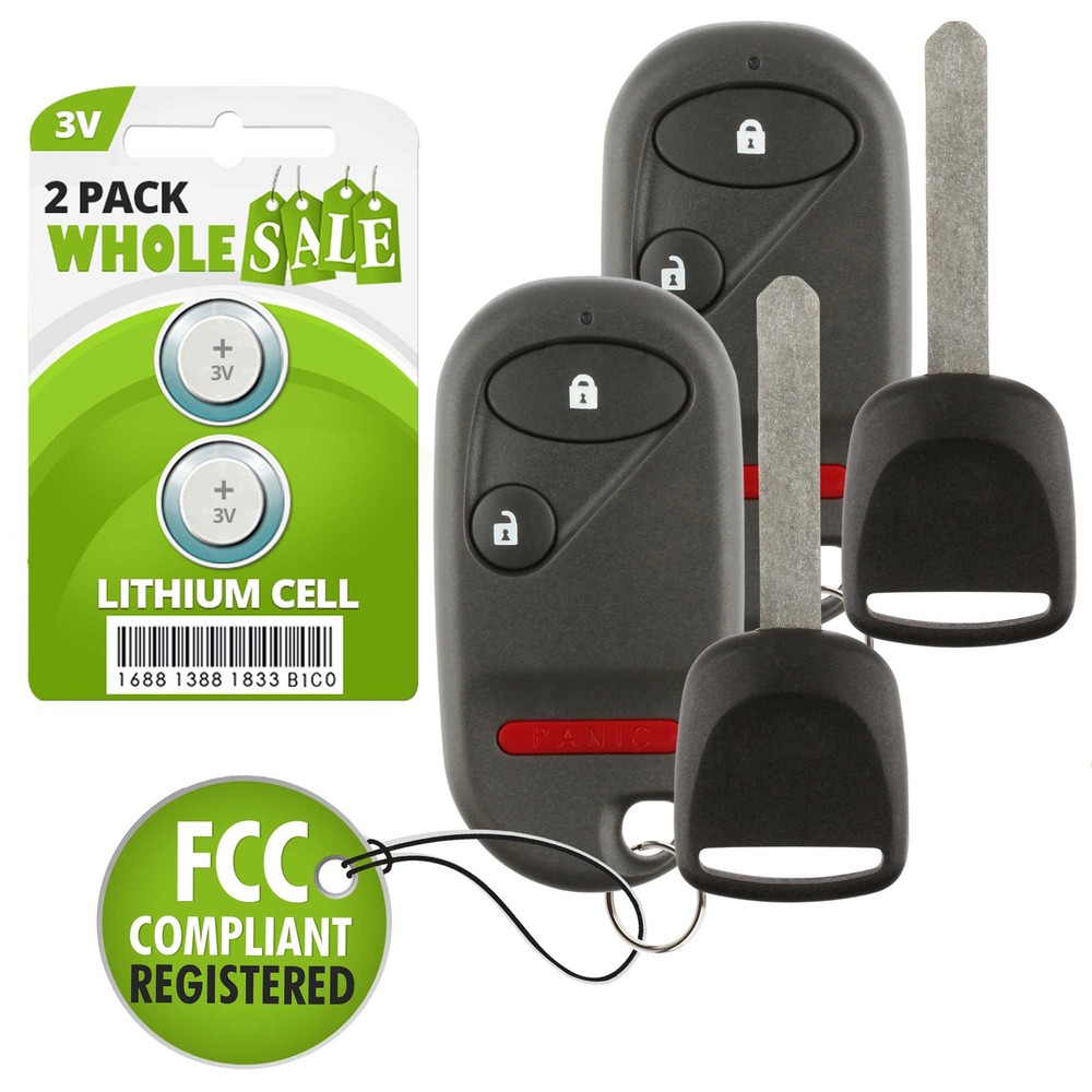 2 Replacement For 2003 2004  Honda Civic EX Car Key + Fob Remote