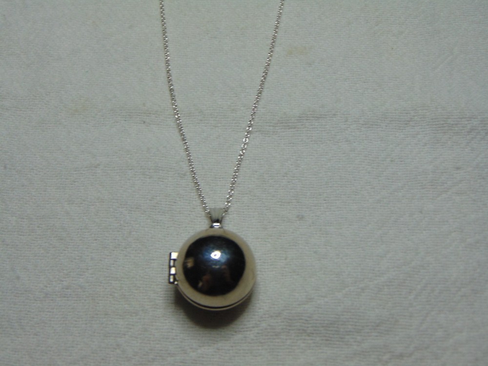 vintage silver plated ball locket pendant necklace