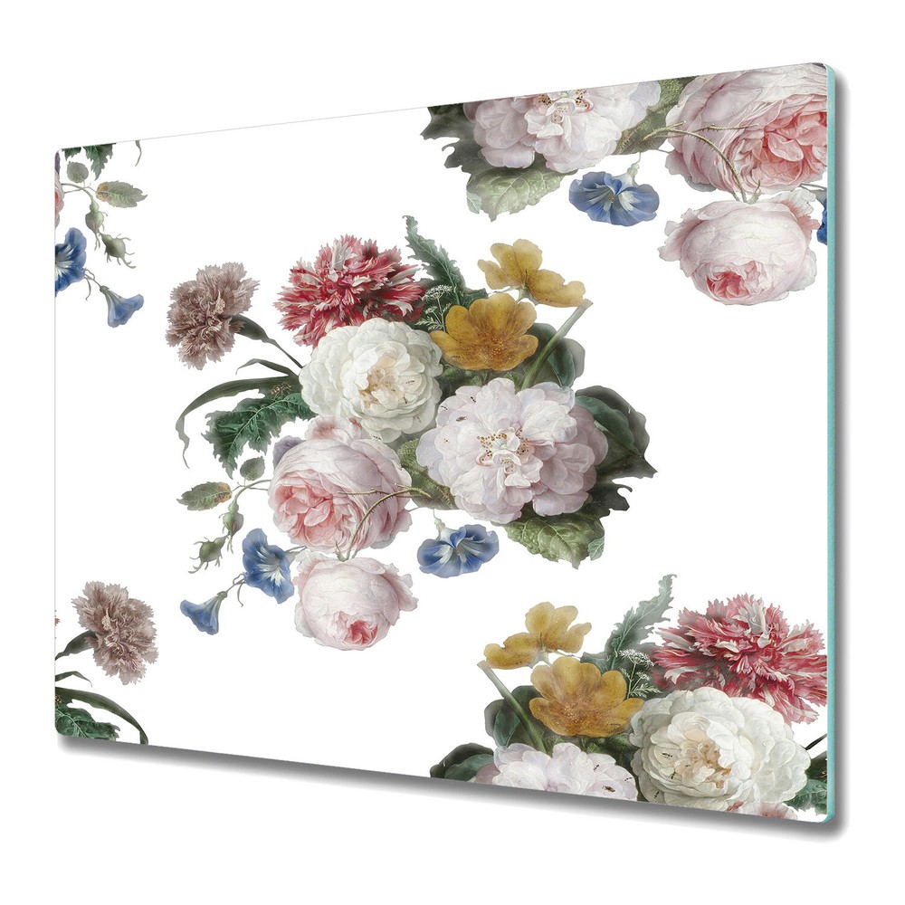 Glass Chopping Cutting Board Foggy Flower Meadow Watercolour Floral 60x52