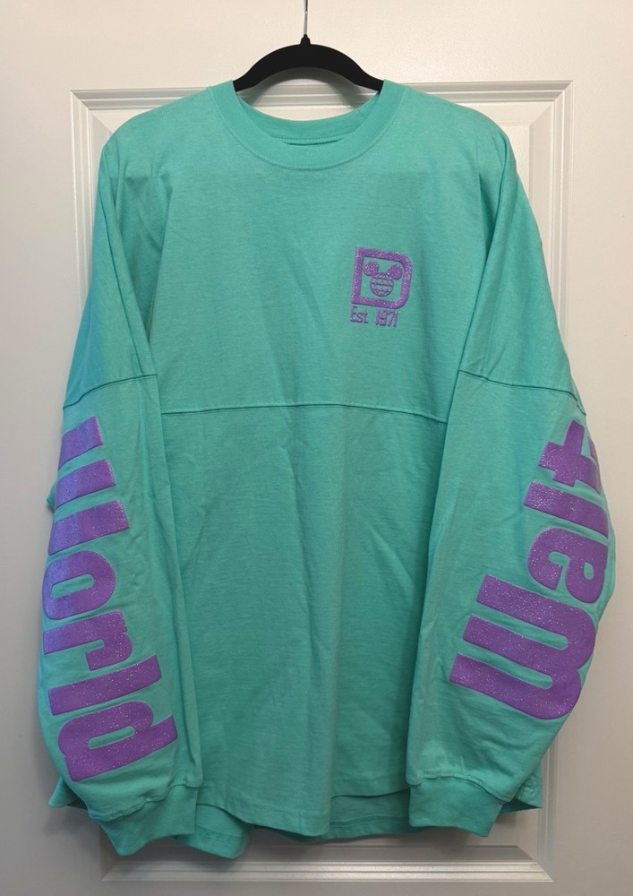 WDW Spirit Jersey Disney Parks Long Sleeve T-Shirt Size XL Teal & Purple NWT