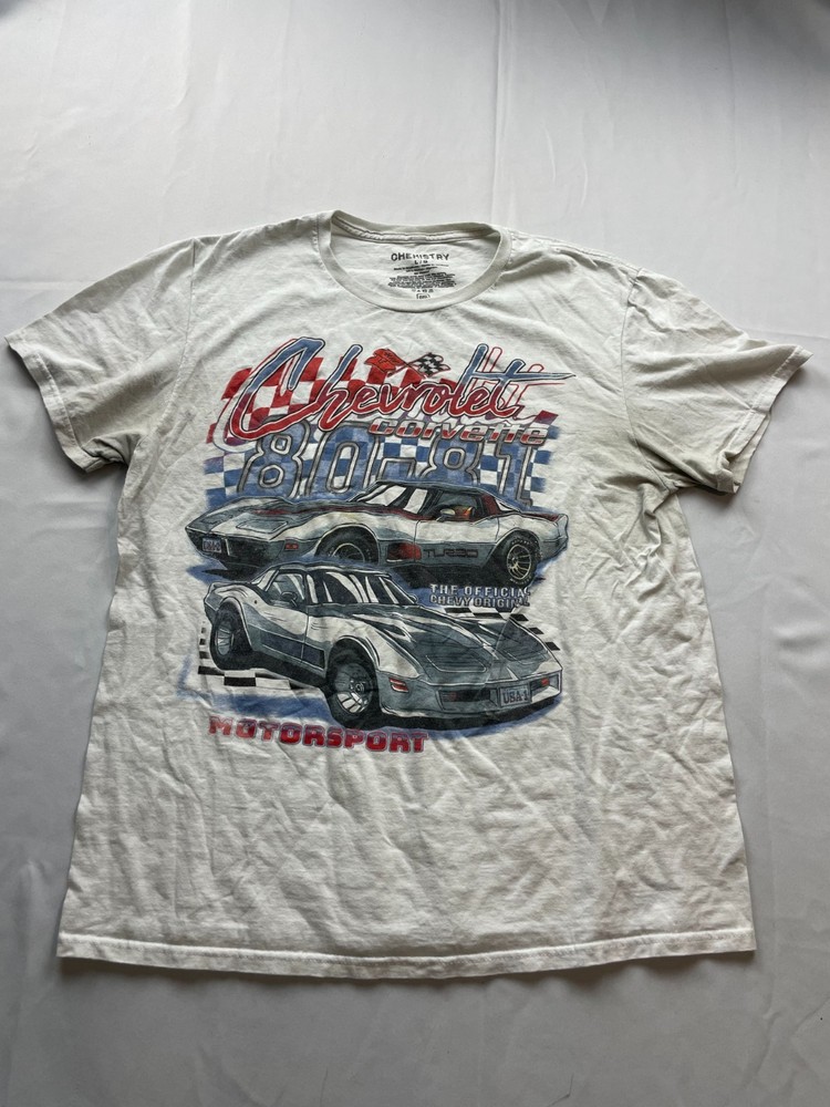 Chemistry GM Official 80-81 Chevrolet Corvette Y2K Graphic T-Shirt Large White
