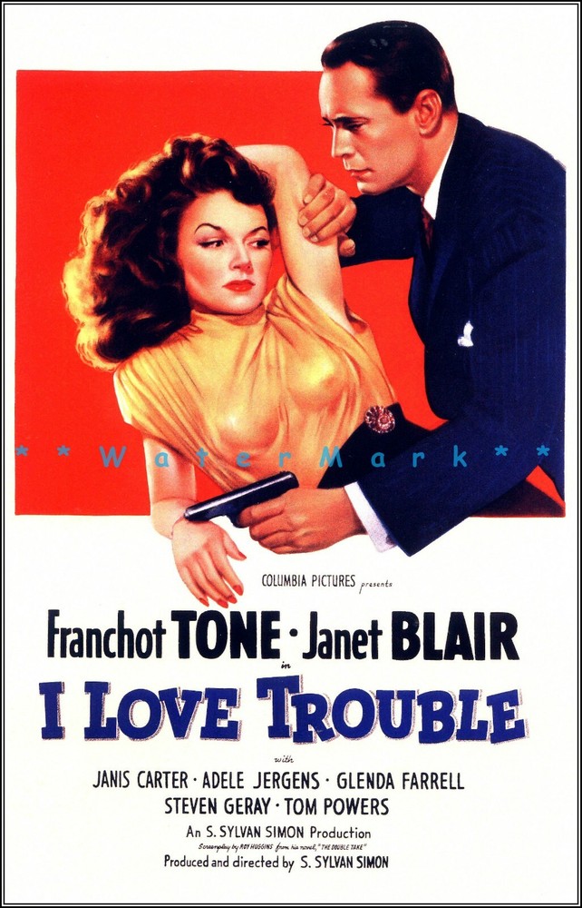 I Love Trouble 1948 Vintage Poster Print Retro  Restored Crime Film Art