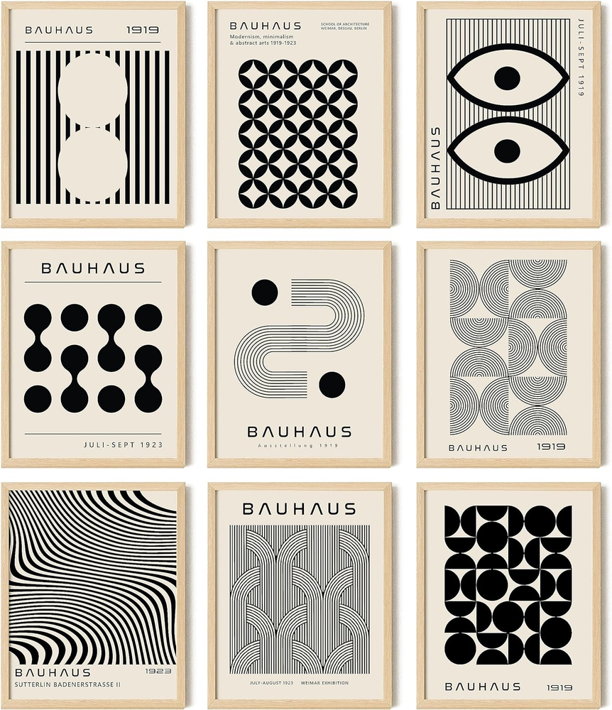 Bauhaus Poster Mid Century Modern Wall Decor Abstract Geometric Wall Art Bauhau